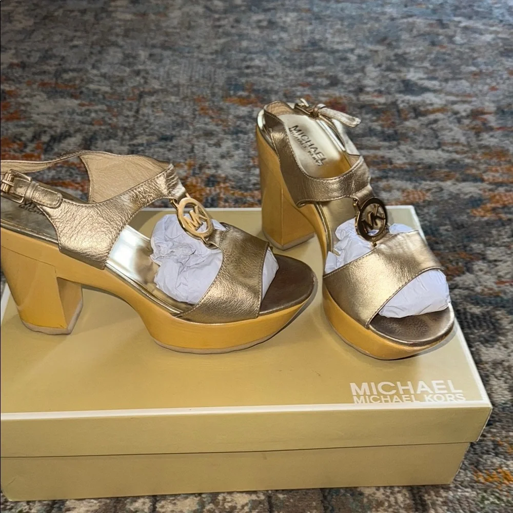 Michael Kors Gold Platform Sandals